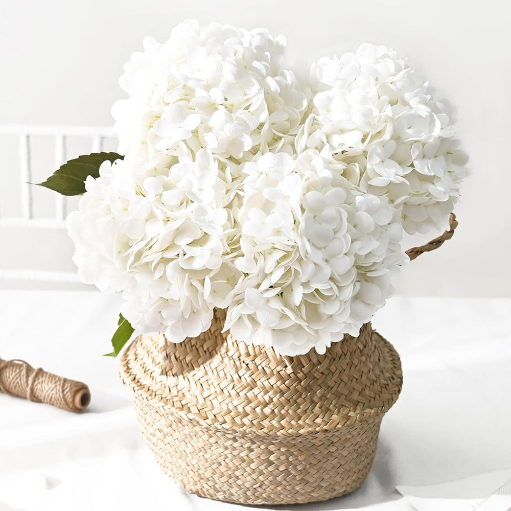 Artflower 4Pcs Real Touch Hydrangea Artificial Flowers, 22.5'' White ...