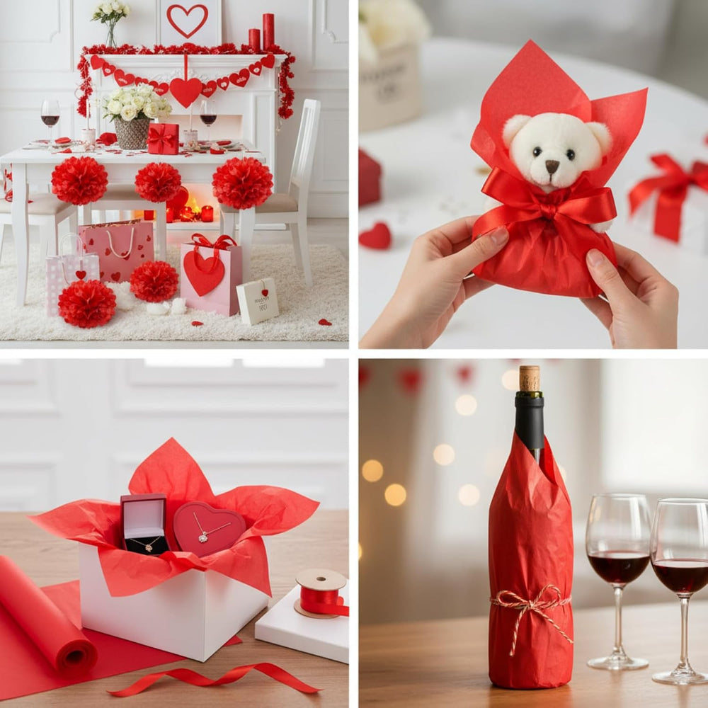 500 Sheet Red Tissue Paper Bulk 15 x 20 Inch for Christmas Wedding Gift Bag