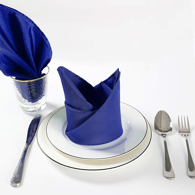 Cloth Napkins 17x17 inch Washable Polyester Dinner Napkins Soft Table Napkins for Wedding Party Dining Banquet(Royal Blue,100PCS)