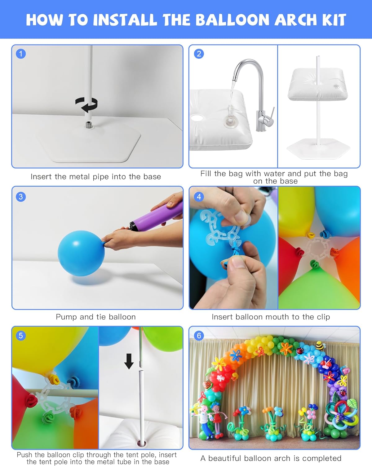 TekXYZ Balloon Arch Stand Kit, 10 x 7.5FT Adjustable Arch Frame for Party (Pack of 2)
