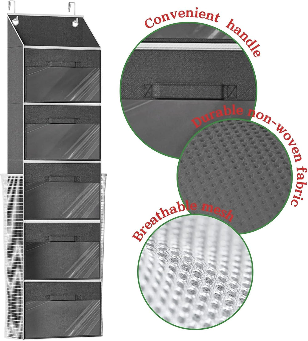Over Door Wrapping Paper Organizer Storage with 5 Removable Drawers & 2 L...