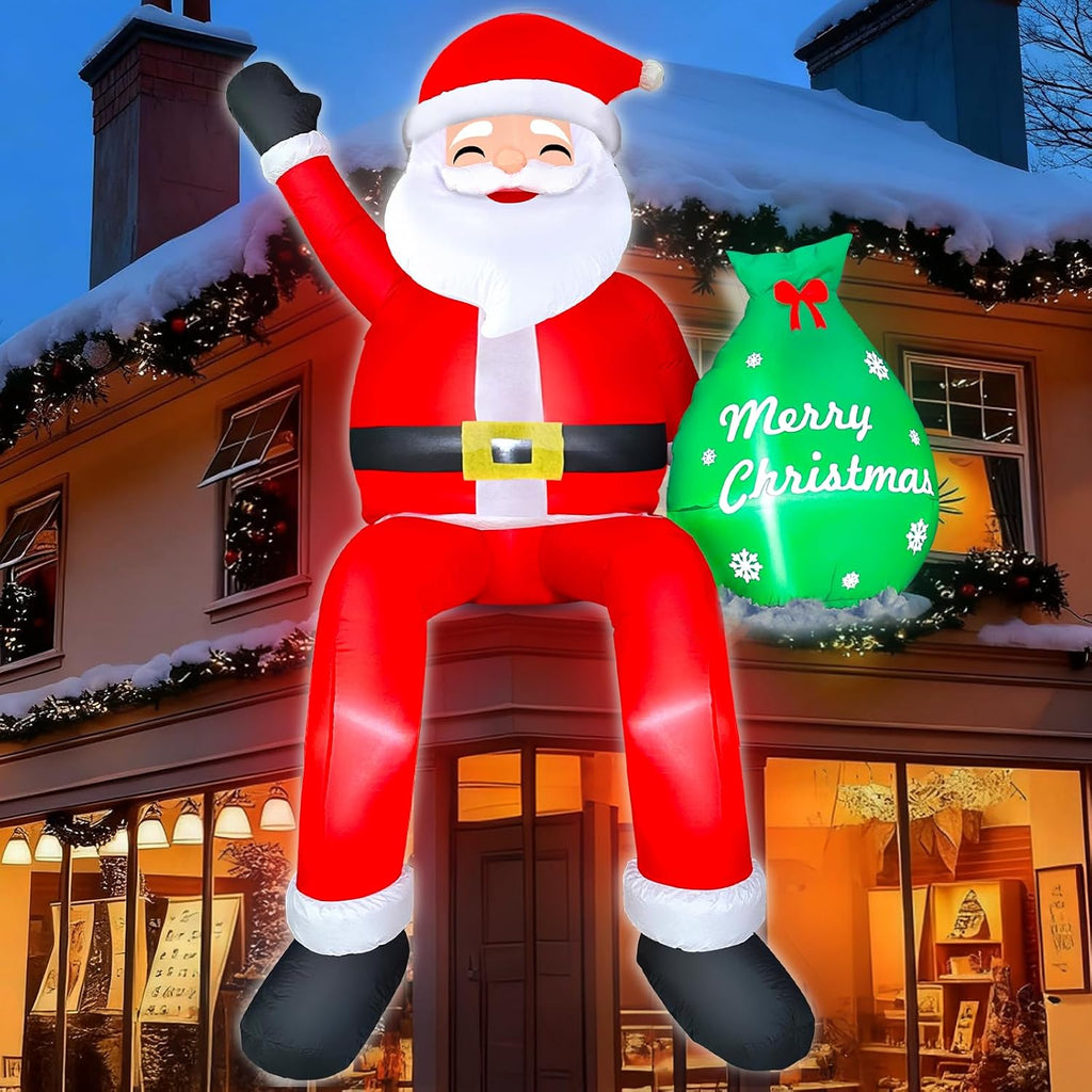 8ft santa claus sitting on the roof christmas on a desk or shelf