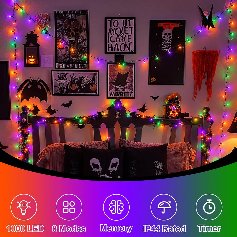 Halloween String Lights Purple Orange and Green 328ft 1000 LED