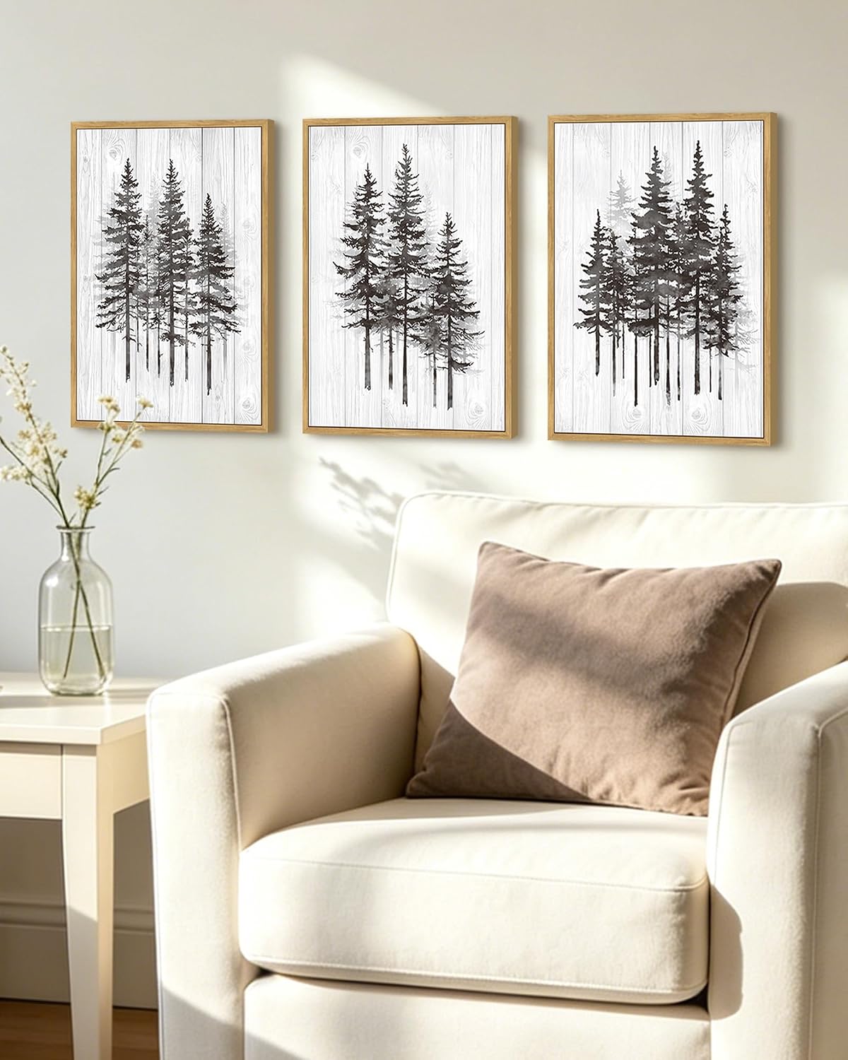 kuvioke pine tree framed wall art modern nature showing dimensions