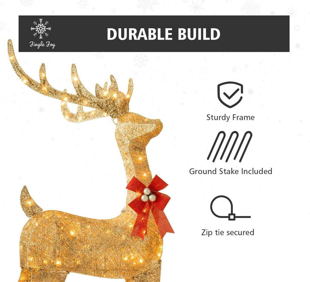 jingle joy 3-piece large lighted christmas deer family, package contents