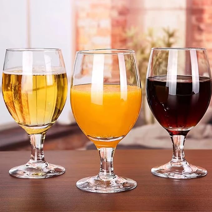 13 OZ Red&White Wine Glasses,Clear Water Goblets Set of 12,Multi-purpose Water Goblet Glasses Dessert Port Short Stemmed Drinking Glass for Party,Wedding,Home Bar