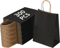 Joybe 300 Pack 5.95x3.25x8 Inch Small Black Paper Bags with Handles Bulk, Kraft Paper Gift Bags for Birthday Party Favors Grocery Retail Shopping Business Goody Merchandise Craft Blank Sacks (300pcs)