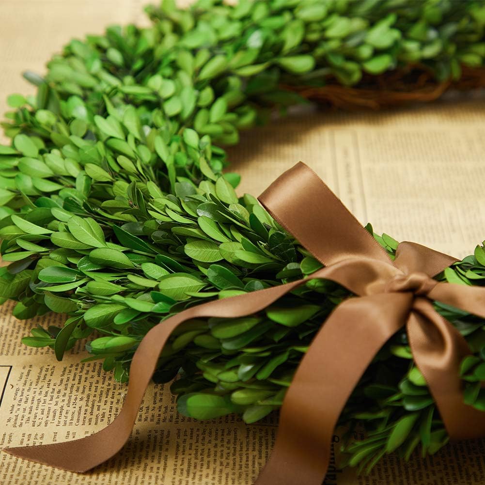 boxwood wreath large 17 inch preserved nature real, side view