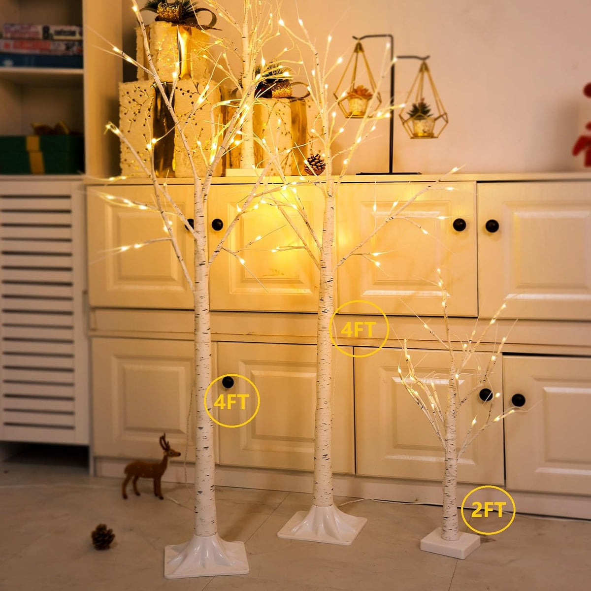 4ft lighted birch trees, 192 led twinkling trees, package contents