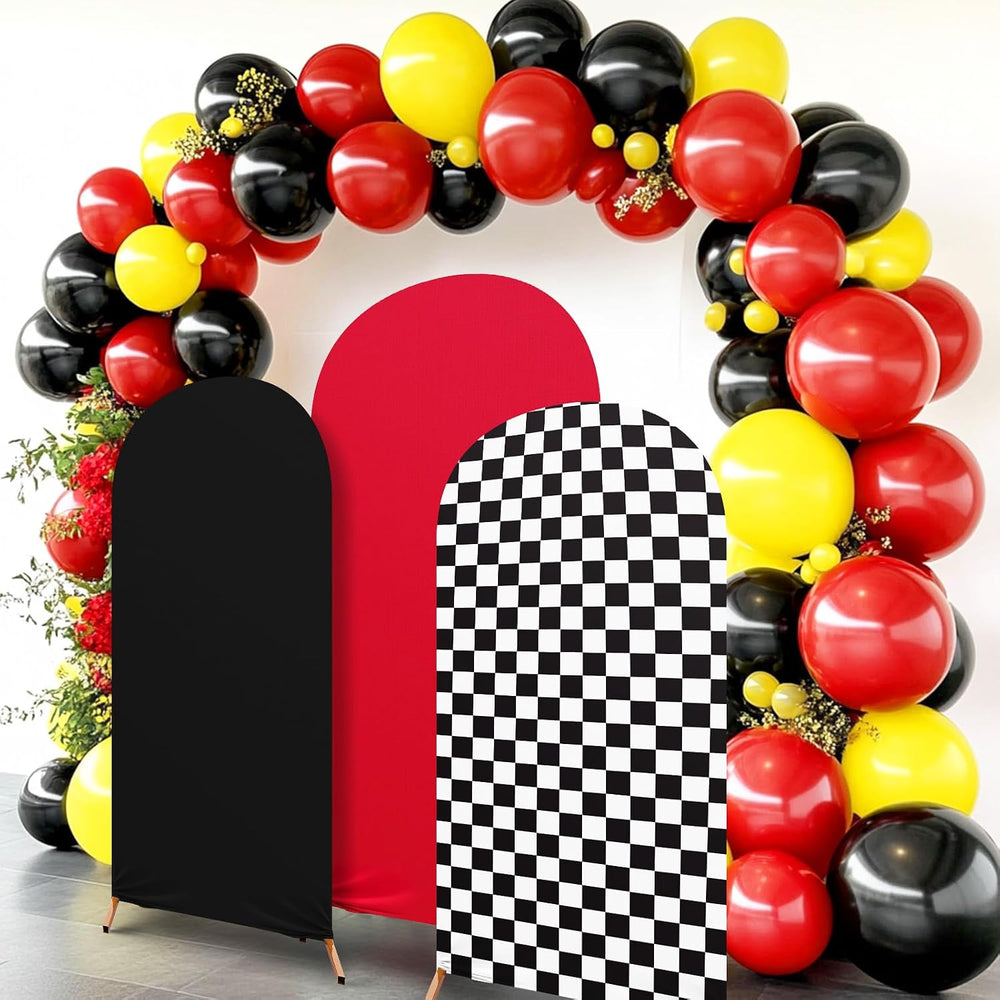 3 Pcs Arch Backdrop Cover 118 Balloons Set, Racing Theme, Black