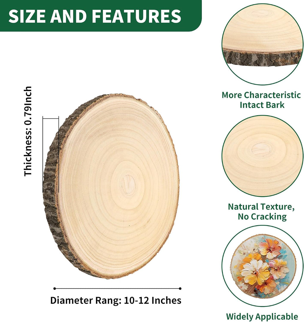 round wood slices, 10-12 inch, rustic shown in use