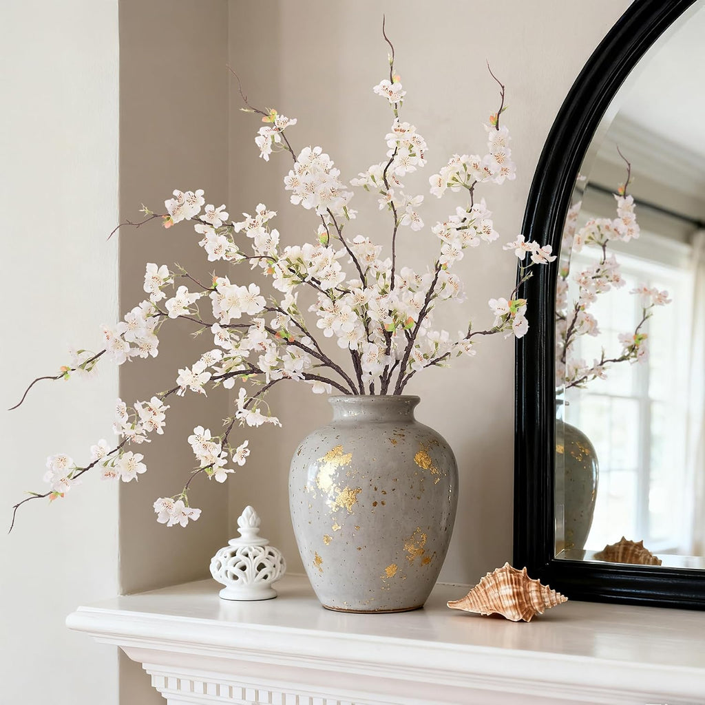 INXUGAO Artificial Cherry Blossom Branches Decor 6 PCS Fake Flowers Indoor