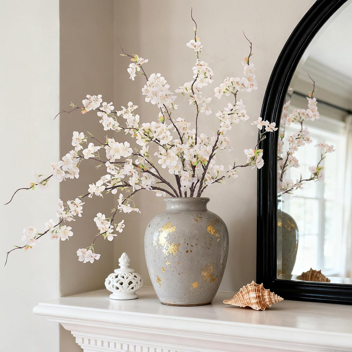 INXUGAO Artificial Cherry Blossom Branches Decor 6 PCS Fake Flowers Indoor
