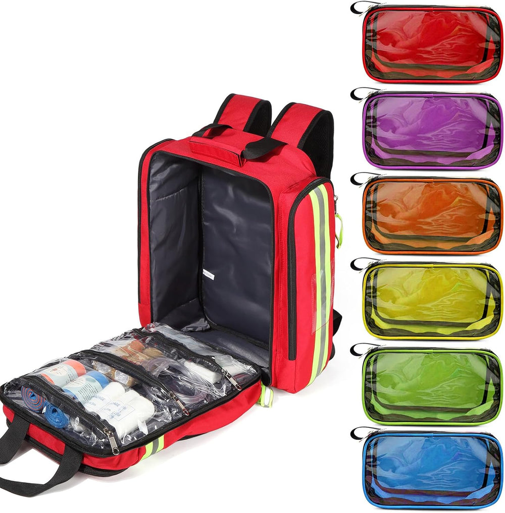 Gatycallaty First Aid Backpack - Medical Evacuation Bag - Red Emergency Lifeg...