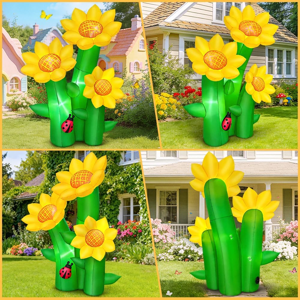 kooy 6ft fall inflatable sunflowers outdoor decoration, inflatable, close-up detail