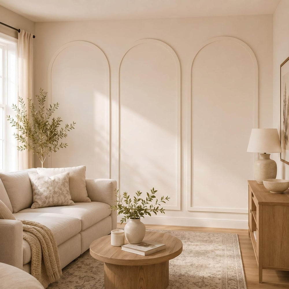 Nuanchu 94 x 29 Inches 3 Set Arch Mdf Board and Batten Wall Panel Kit