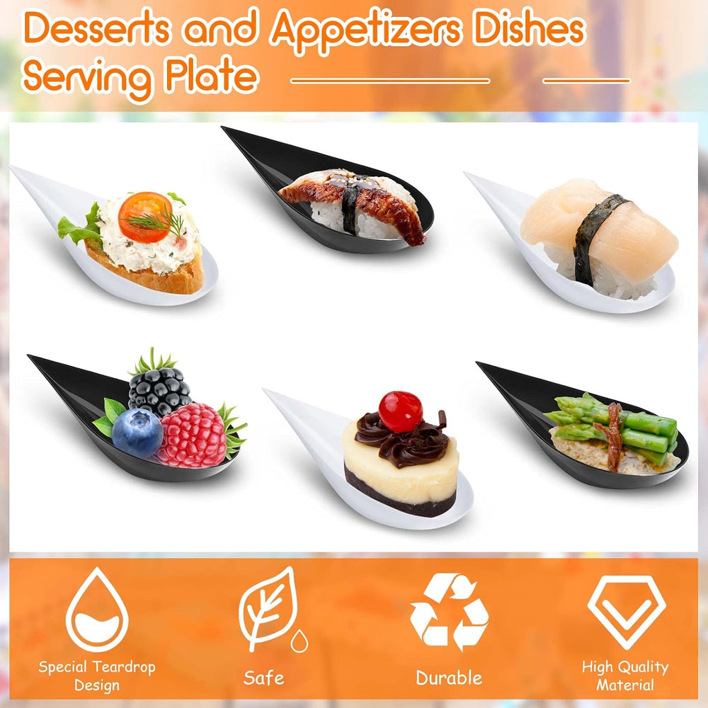 Tessco for you 800 Pcs 4" Mini Appetizer Plates, White, Black
