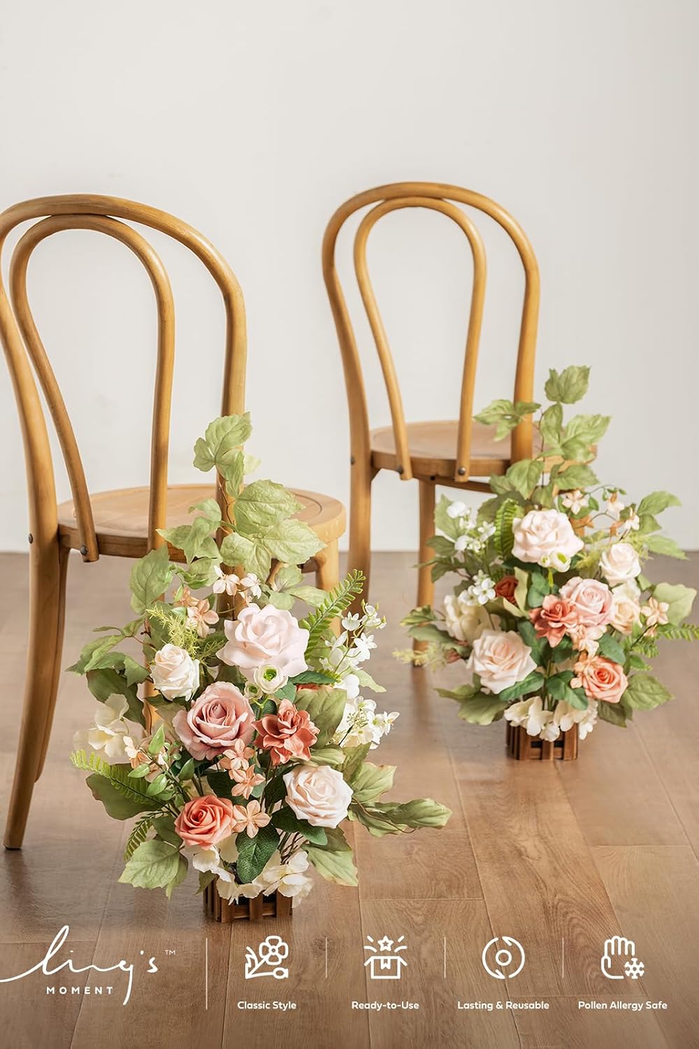 Ling's moment 17.5" Tall Standing Artificial Flowers Arrangements 4p...