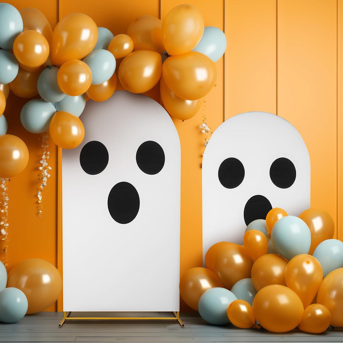 Moukeren 2 Pcs Halloween Ghost Arch Backdrop Covers, 7.2ft and 6ft
