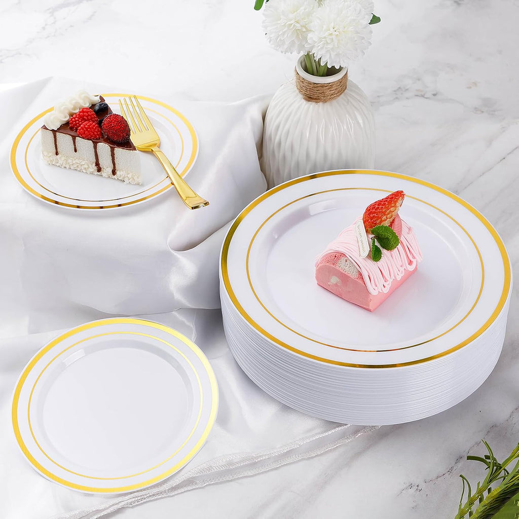 goodluck 600 pieces gold disposable plastic plates for, package contents