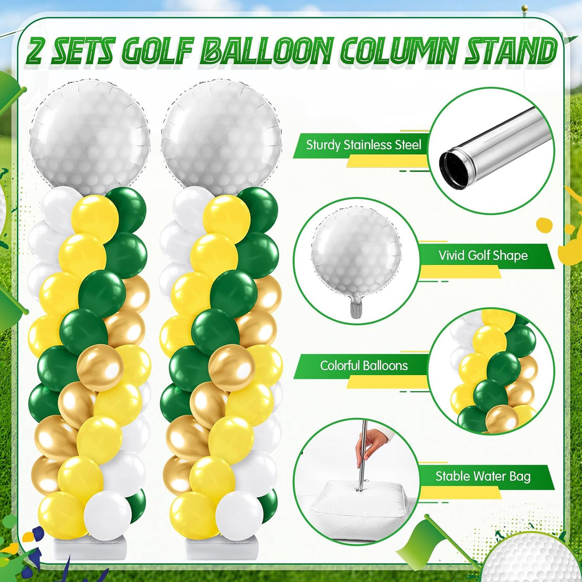 Kasyat 2 Sets Golf Balloon Column Stand Kit