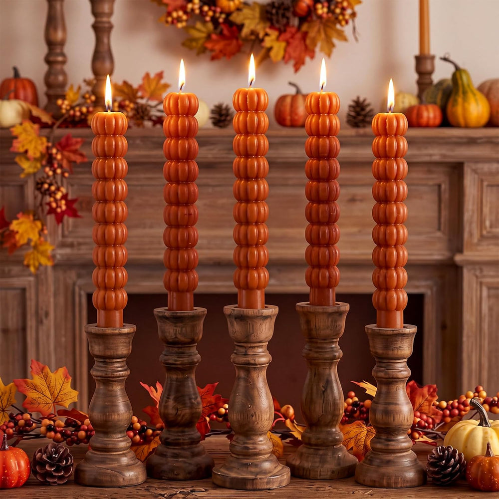 6 Pcs Thanksgiving Candlesticks Fall Taper Candles Pumpkin Decor Gifts