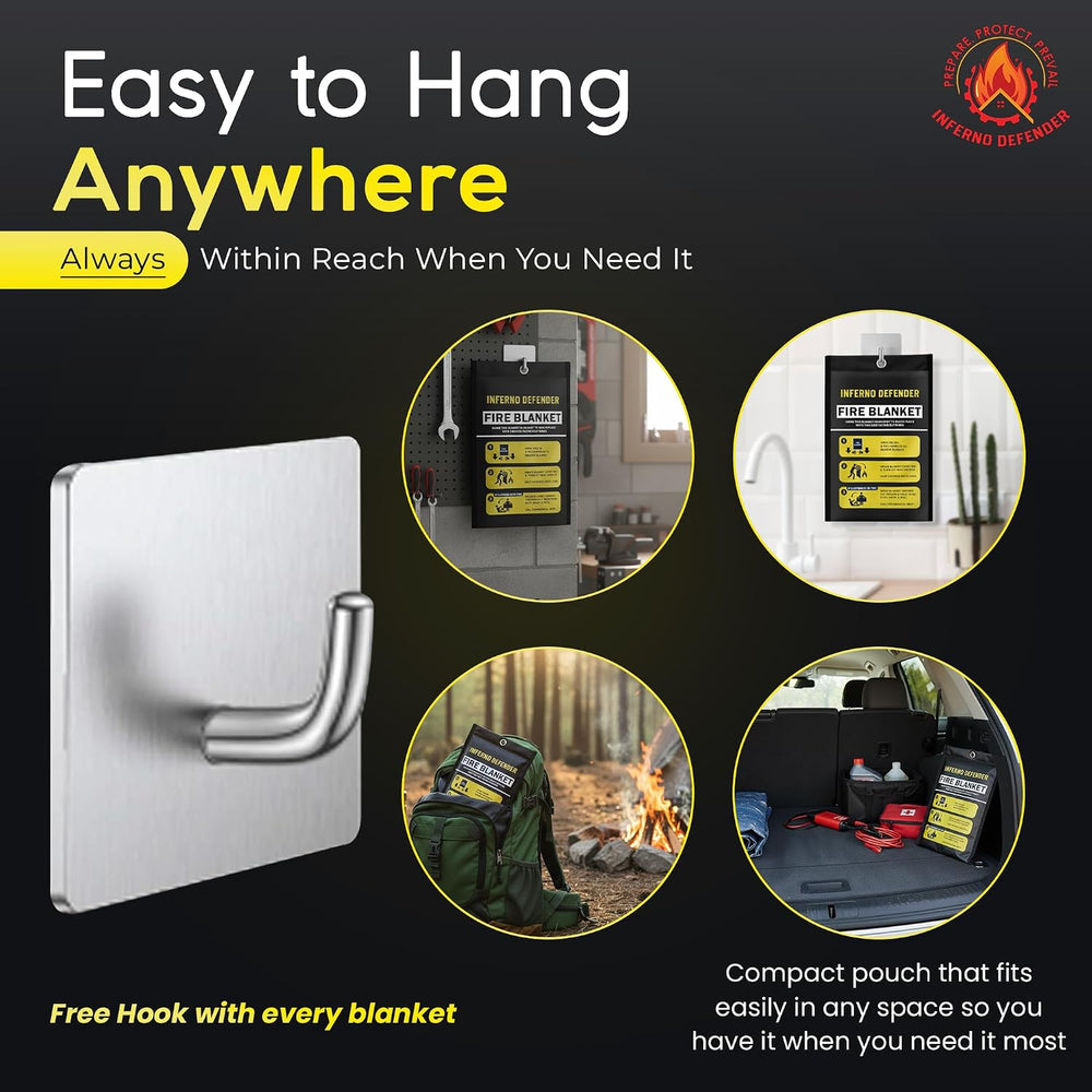 Emergency Fire Blanket For Home And Kitchen, Safe Touch Silicone Coated, 2 Pa...
