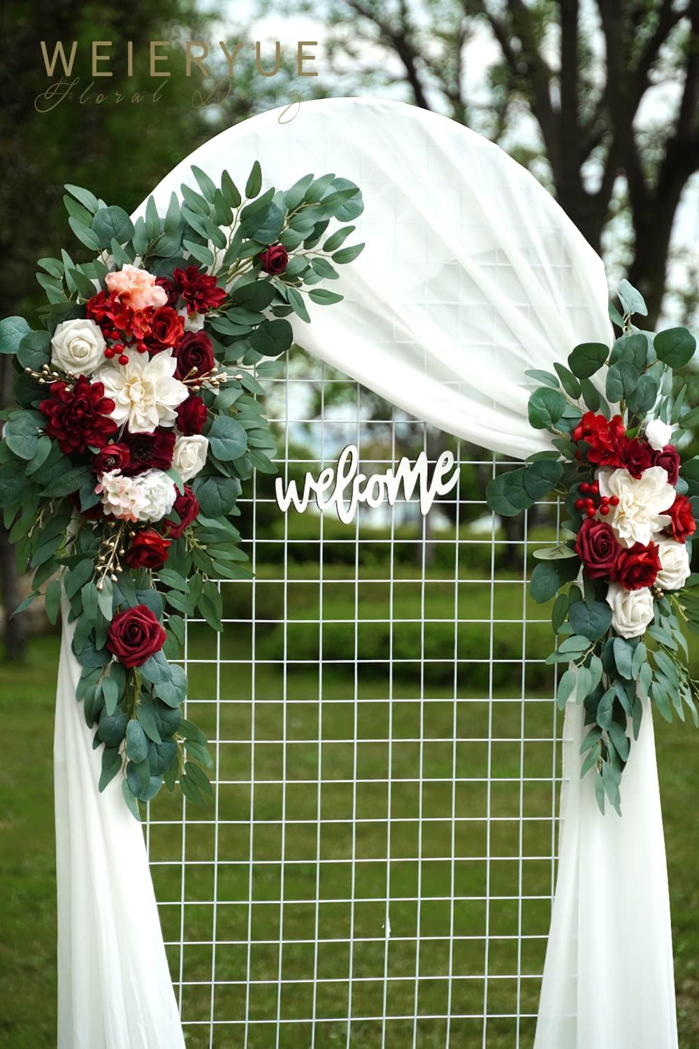 Artificial Wedding Arch Flowers Kit(Pack of 3),2Pcs Artificial Flower Arch De...