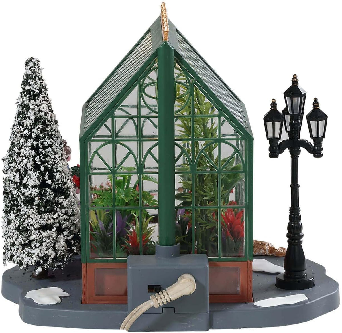lemax christmas village victorian greenhouse battery operated (4.5v), side view