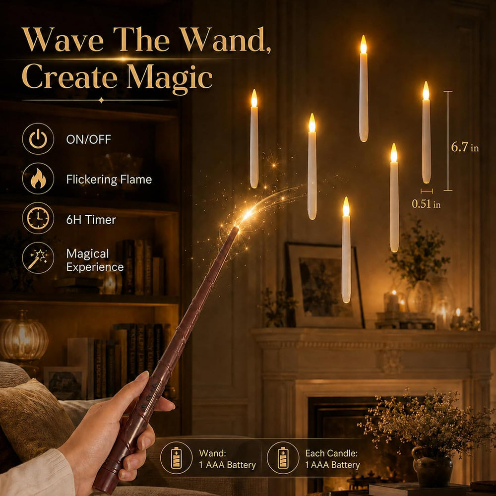 Lezonic Floating Candles with Magic Wand Remote, 20 Pack Hanging LED Candles,...