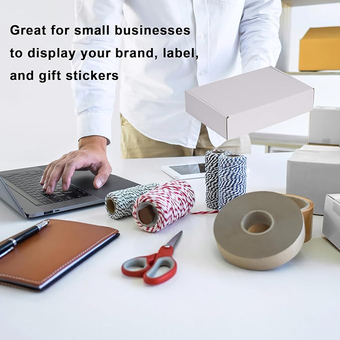 MEBRUDY 9x6x2 Inches Shipping Boxes Pack of 50, Small Corrugated Cardboard Box for Mailing Mailer Packing, White