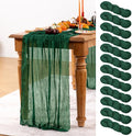 Emerald Green Cheesecloth Table Runner 12 Pack Fall Table Runners Boho Gauze 120 Inches Green Cheese Cloth Fall Table Decorations for Thanksgiving Wedding Bridal Baby Shower Tea Party