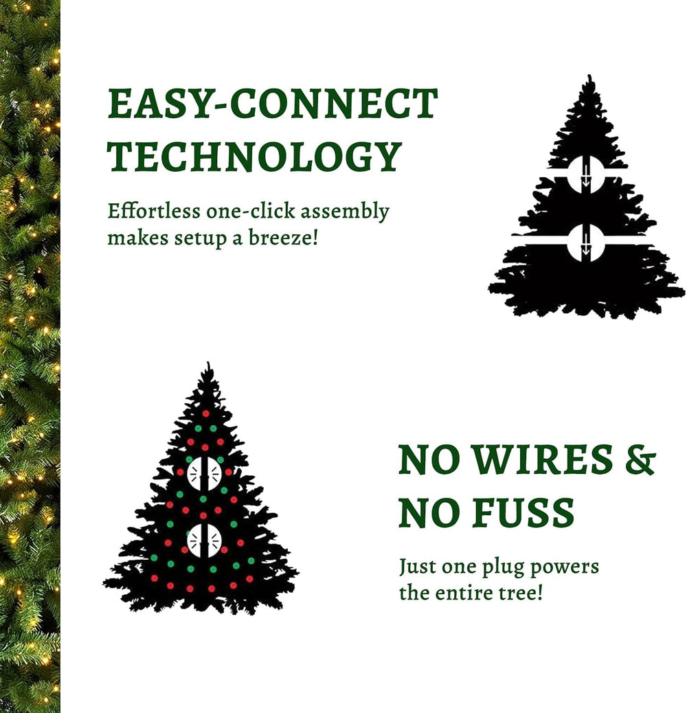7.5ft Prelit Christmas Tree with 798 LED Lights for Holiday Decor