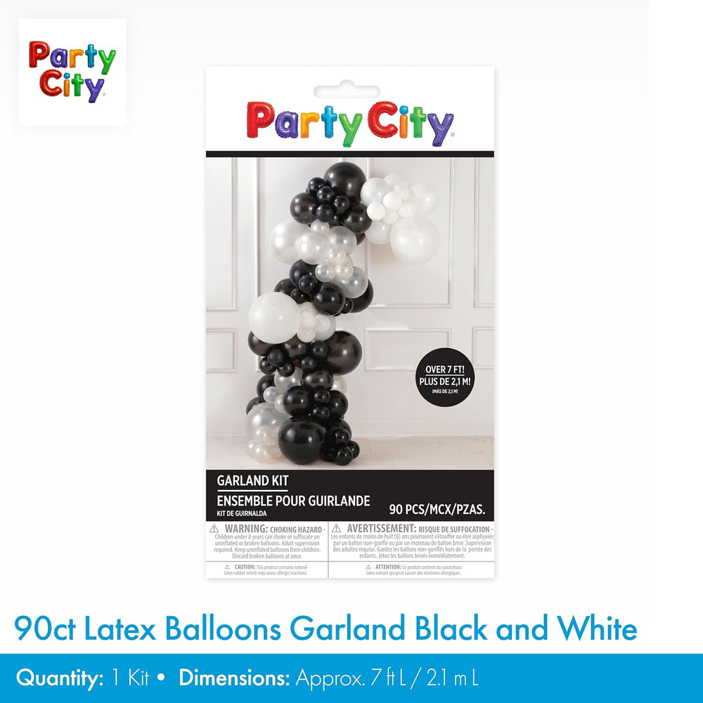 Party City 90 count Latex Balloons Garland Black and White