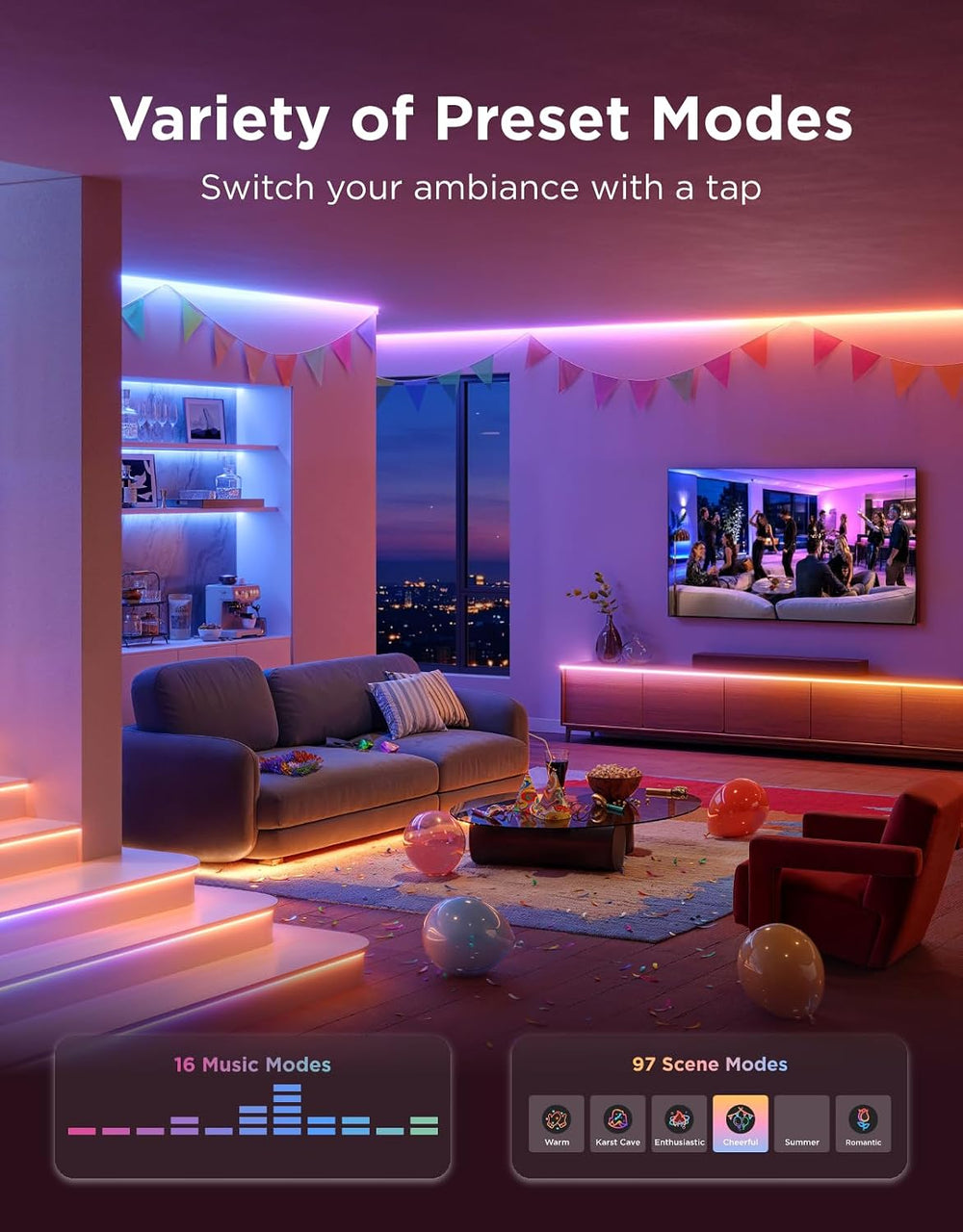 Govee COB LED Strip Lights 2, RGBIC, 840 LEDs/m, 1000K-10000K, 32.8ft