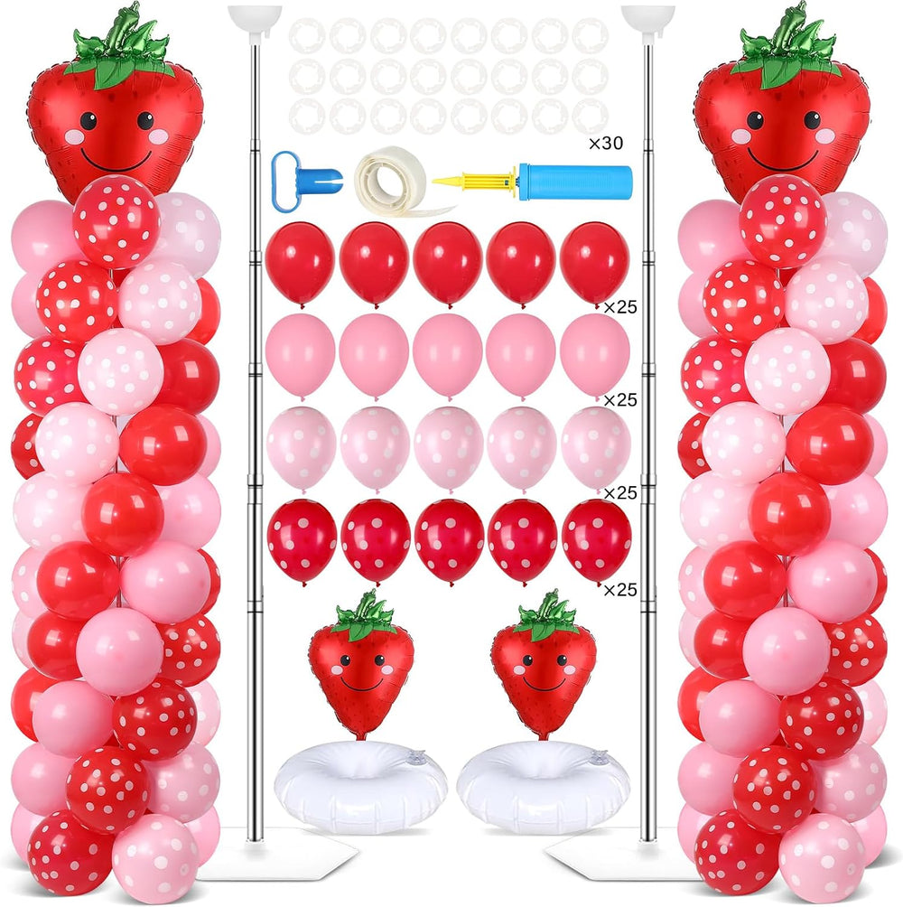 2 Sets Strawberry Balloon Column Stand Adjustable Strawberry Balloon Decor
