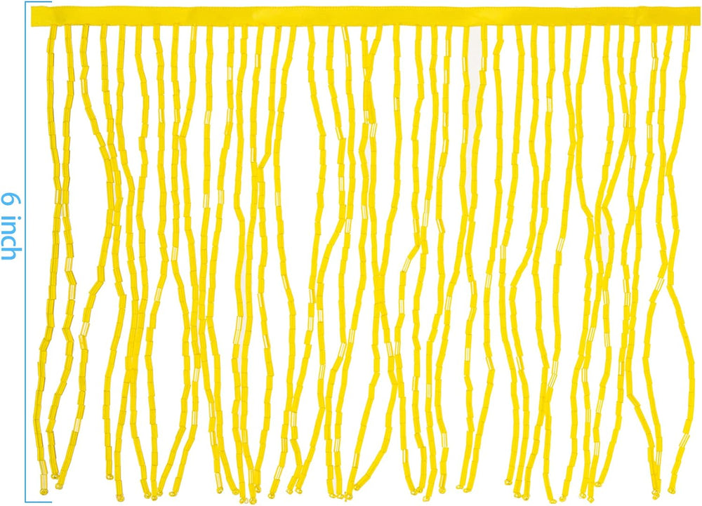 Beaded Fringe Trim,Ribbon Tassel Fringe Trim 6 Inch Wide 2 Yards Long for Cra...