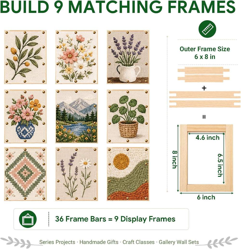 36PCS Needlepoint Stretcher Bars Set, Build 9 Matching 6 x 8 Inch