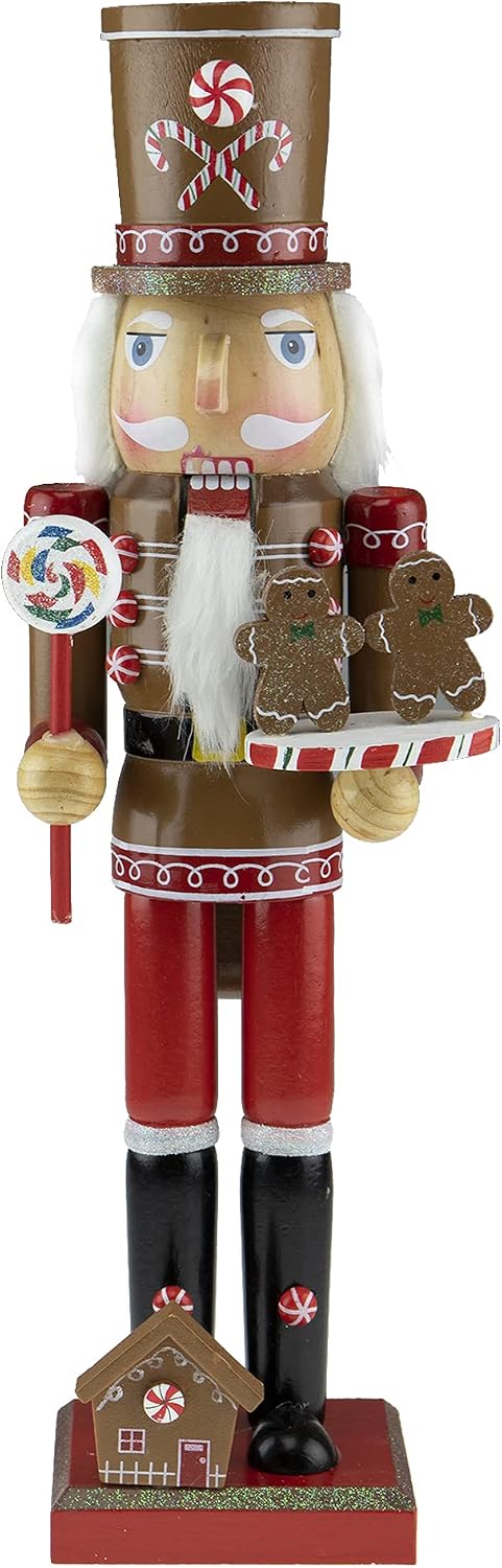 Clever Creations Red Gingerbread Baker 15 Inch Traditional Wooden Nutcracker, Festive Christmas Décor for Shelves and Tables