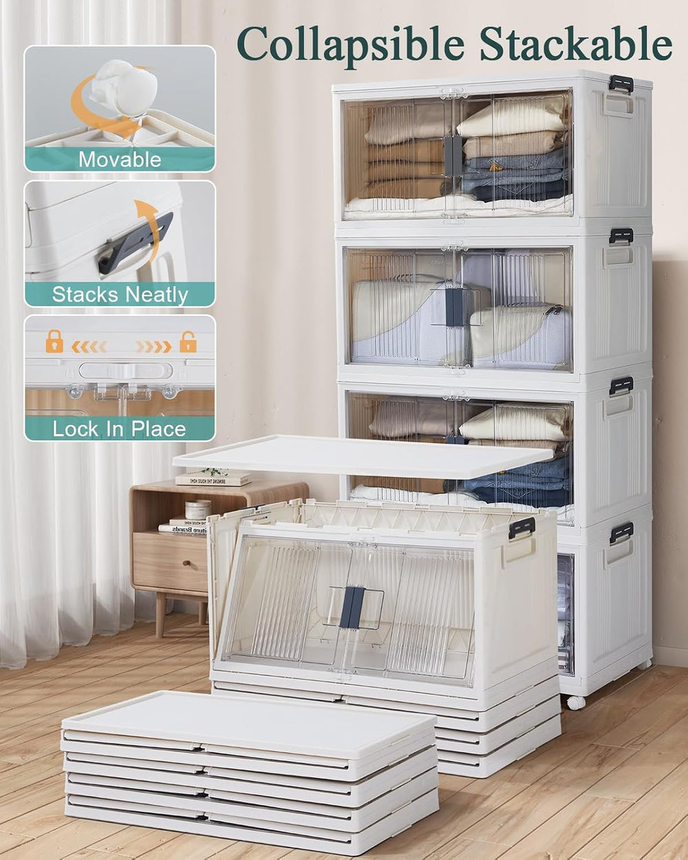 OlarHike 97QT Storage Bins with Lids for Closet, Office, Shelves, 4 Pack