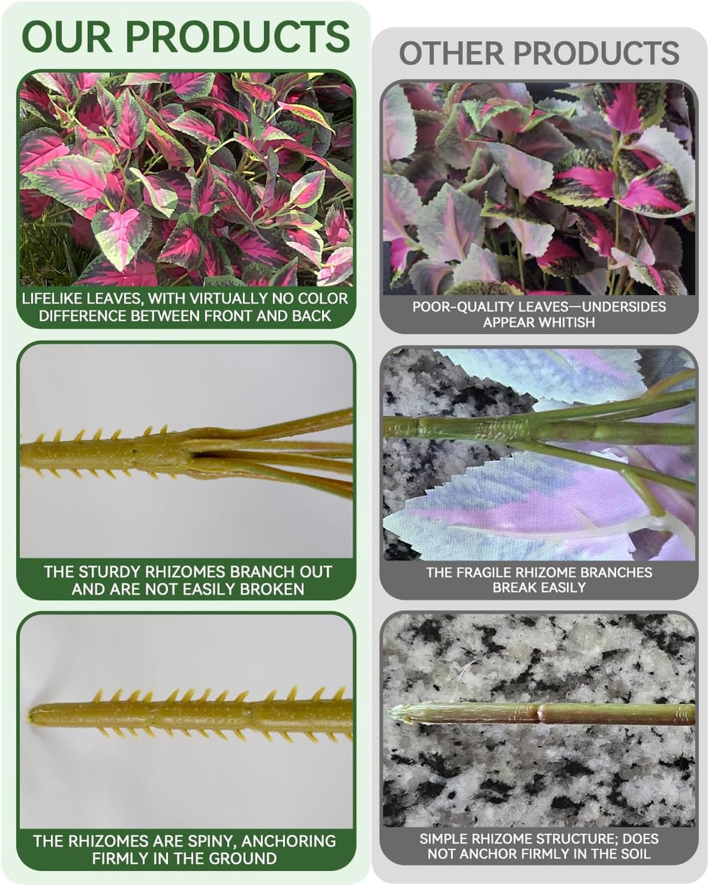 6pc UV Resistant Artificial Outdoor Plants, Faux Coleus Plants.