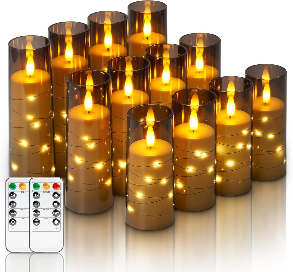 Homemory 12Pcs Flickering Flameless Candles with Remote, LED Pillar Candles