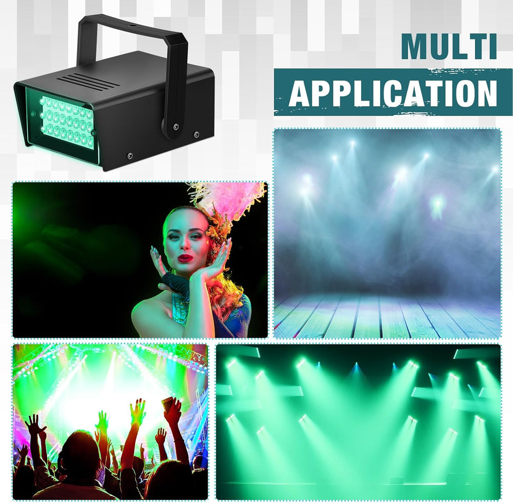 Treela 4 Pack Strobe Party Light Small Bright LED Outdoor, Green, 24 LED