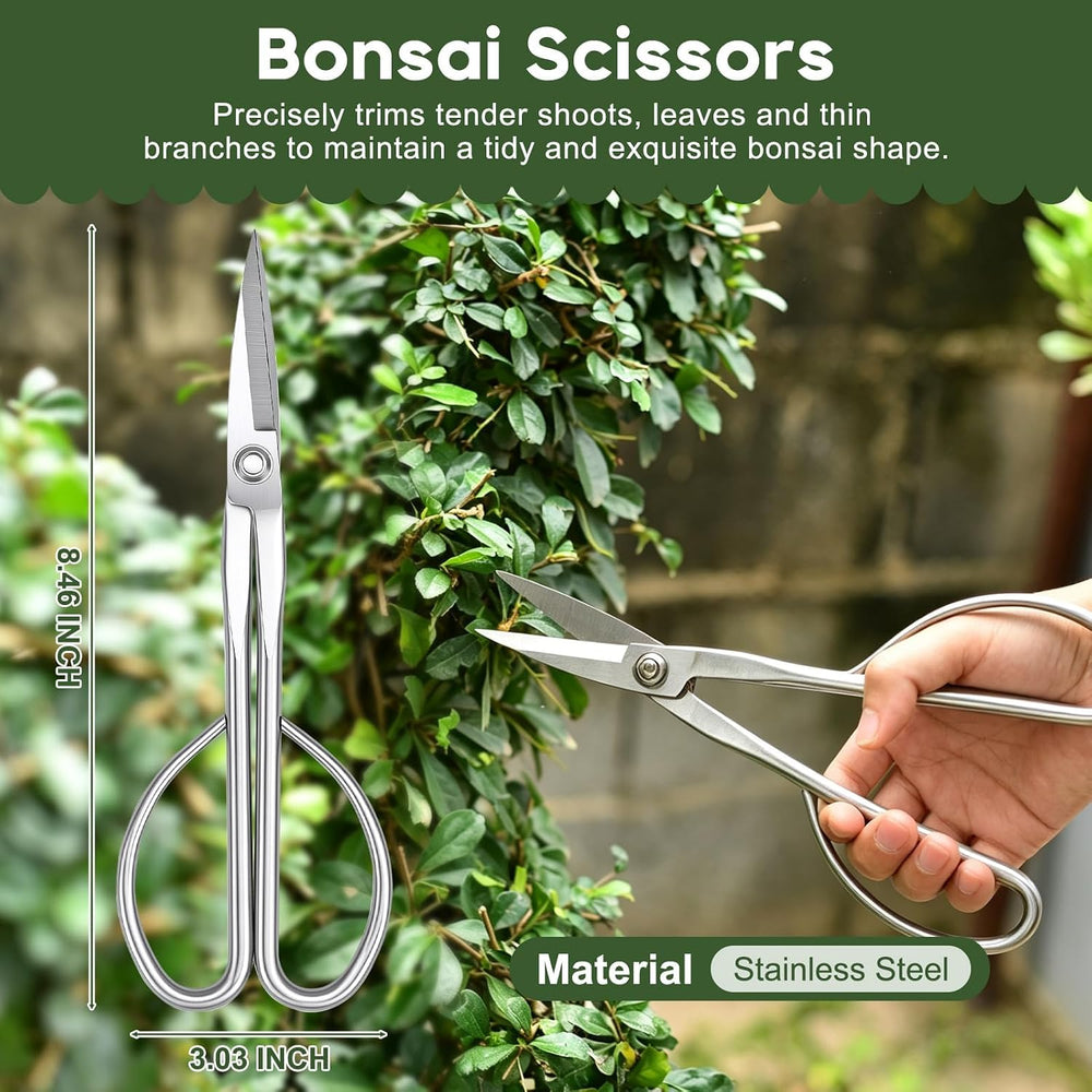 11-Piece Bonsai Tool Set with Storage Bag, 7 Pruning Kit and 4 Wire Rolls