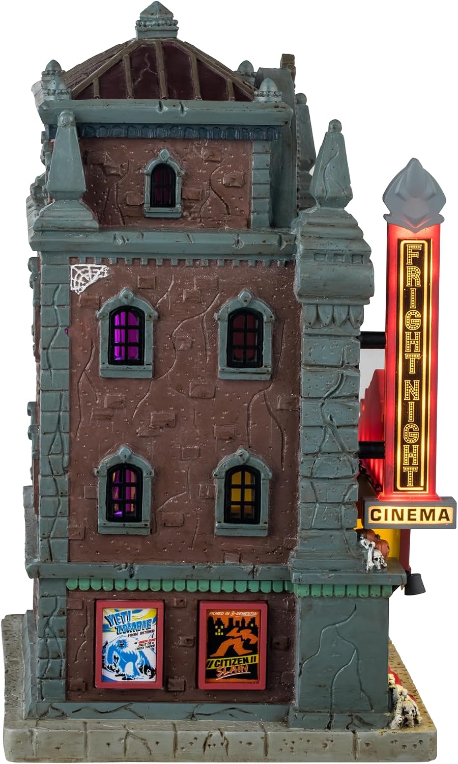 lemax fright night cinema lighted building, 10.24-in for shown in use