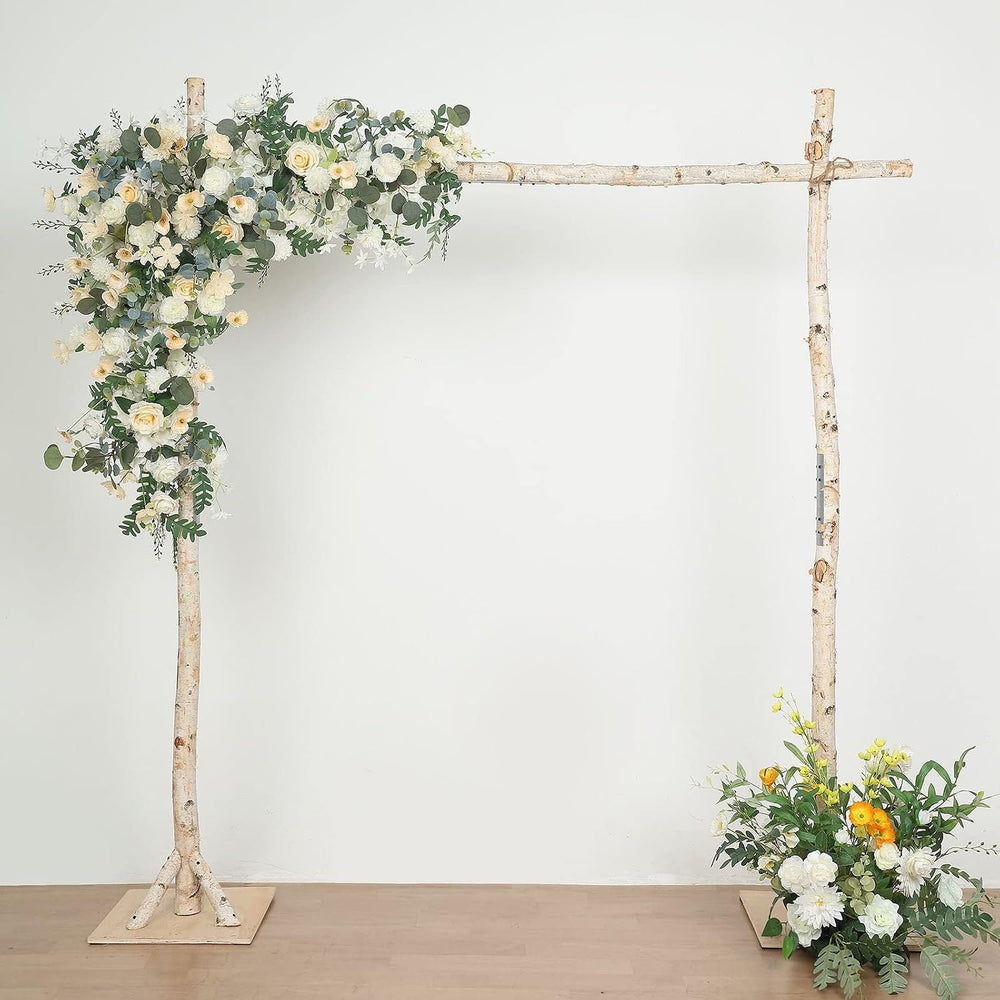 Tableclothsfactory 7.5ft Natural Birch Wood Square Wedding Arch, Rustic Arbor...