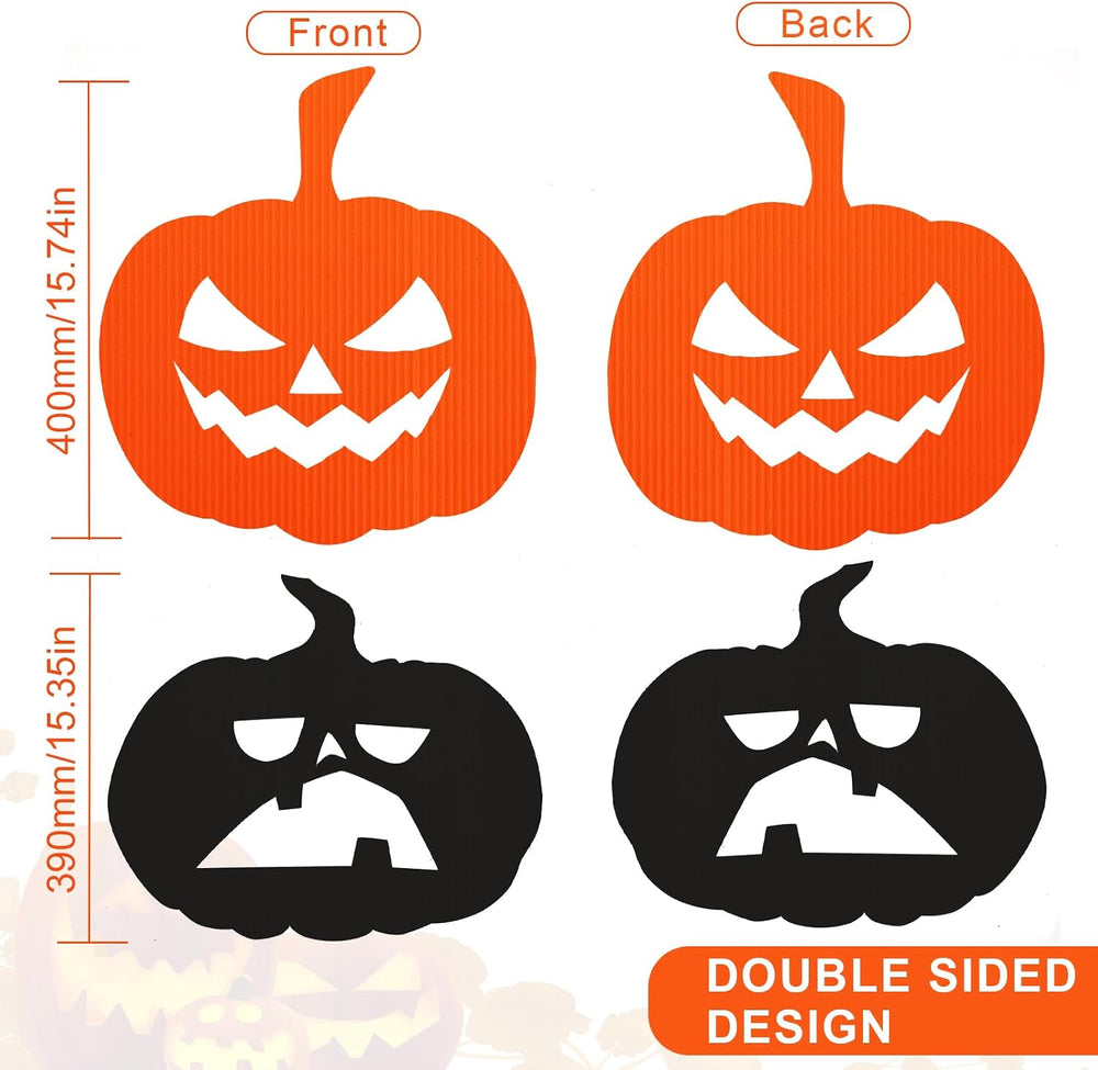 Jetec 18 Pcs Thanksgiving Pumpkin Yard Signs with Stakes, Orange,Black