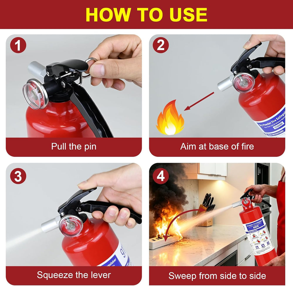 2 Pack ABC Fire Extinguishers, 2.5 lb 1A:10B:C Rated with Mount
