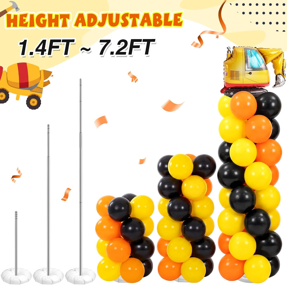 2 Set Construction Balloon Column Stand Kit Truck Party Decoration