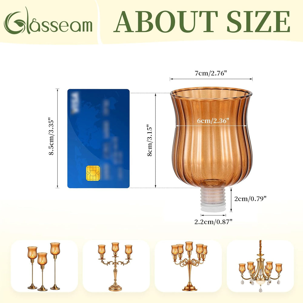 Glasseam Amber Tea Candle Holders 5Pcs Glass Votive Cup with Peg for Taper